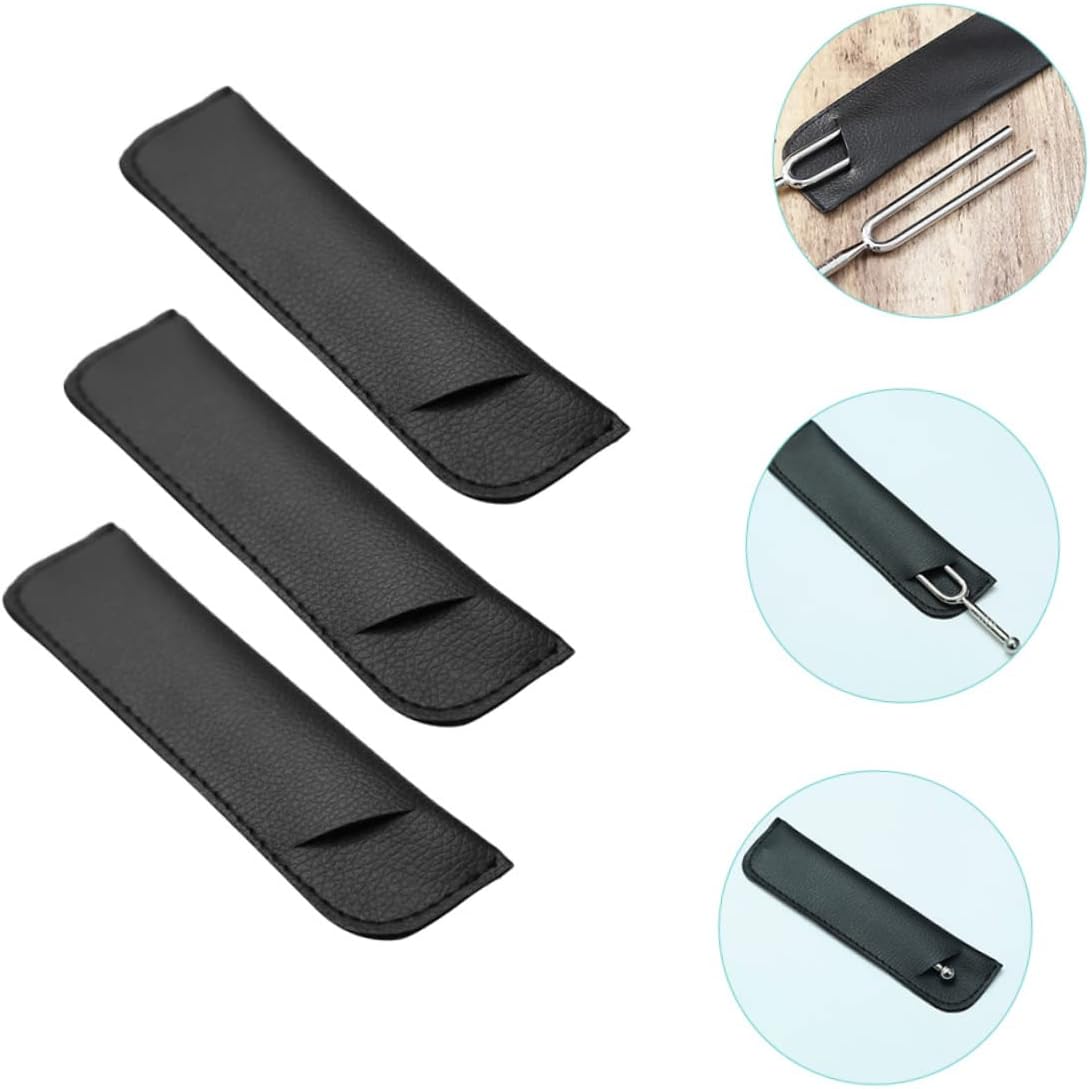 PU Tuning Fork Covers 3pcs round Protective Bags Black image 5