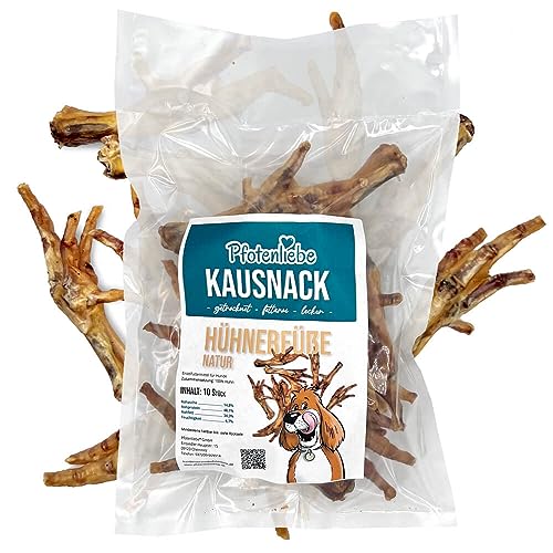 Pfotenliebe getrocknete Hühnerfüße für Hunde, 100% Huhn, knuspriger Hundesnack, 100g