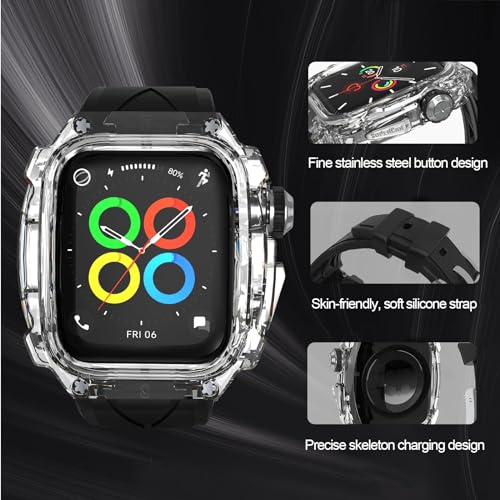 Bands with Case Compatible with Apple Watch 9/8/7 45mm, FS91 Sport Series polycarbonate Case Protective Cover for iWatch 6/SE/5/4 44/45mm Men(White)