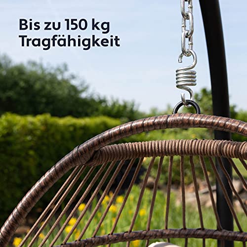 VITA5 Hängesessel mit Gestell - Bequemer Hängekorb Sessel - Rattan Hängesessel Outdoor und Indoor - Boho Egg Schaukel für Terrasse, Schlafzimmer & Leseecke - 150 kg Tragkraft (Cremeweiß) 5