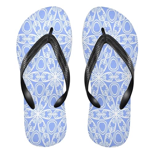 CEBUGI Unisex Flip Flop -Flat Sandal -NonSlip Couple Slippers -Natural Rubber Foam Soles Ultimate Comfort and Durability for Indoor Outdoor|White Flowers
