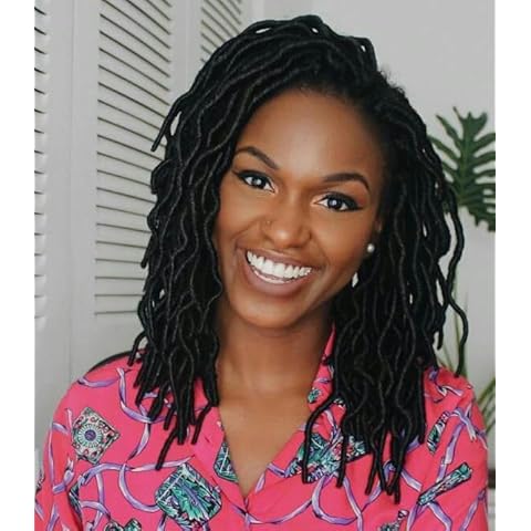 Gypsy Faux Locs Crochet Hair 14inch 6Packs Soft Goddess Locs Pre Looped Crochet Braids Beach Curl Bohemian Dreadlock Hair Extensions（14inch,1B) Cover
