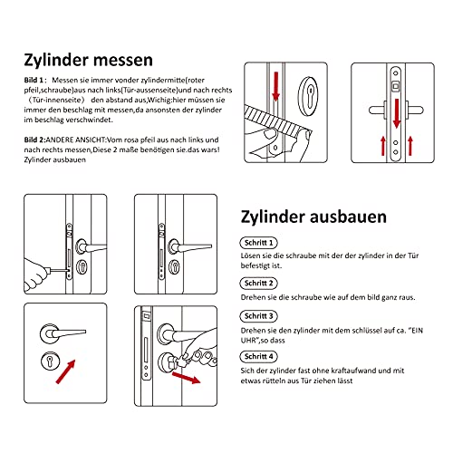 Hengsong Profil-Knaufzylinder Schließzylinder 30/30 Metallsilber-Knaufzylinder, inkl. 8 Schlüssel