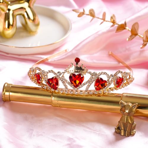 Descendant 4 Rise of Red Crown Queen of Hearts Crown Red Crown with Black Hearts Descendant 4 Tiara Jewelry Set Halloween Costume3