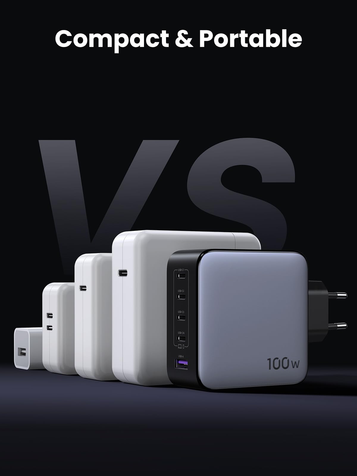 UGREEN Nexode 100W 5 Ports Chargeur USB C Rapide GaNInfinity Prise Secteur