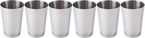 Paquete de 6 mezcladores de cóctel de 15 onzas, purpurina plateada, coctelera de barra de acero inoxidablelatas Boston Shaker
