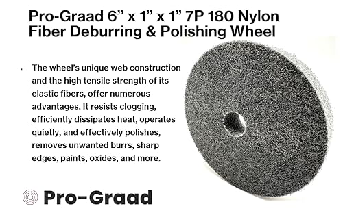 Image of Nylon Fiber Deburring Wheel 6 inch x 1 inch x 1 inch 7P Hardness 180 Grit Silicon Carbide Brushed Polishing Buffing Unitized Wheel for Bench Grinder, Buffing Machine, with Adapter for 1 /2 5 /8 3 /4 Arbor
