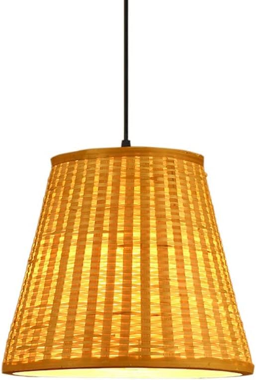 Lampe suspendue en bambou tressé main suspension E27 au design japonais épuré