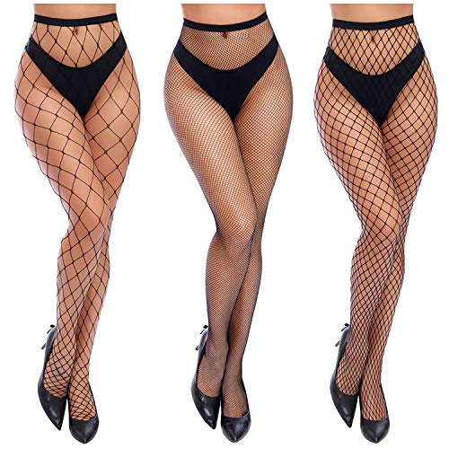 Womens High Waist Tights Fishnet Stockings Thigh High Stockings Pantyhose (Medium-2-hole)