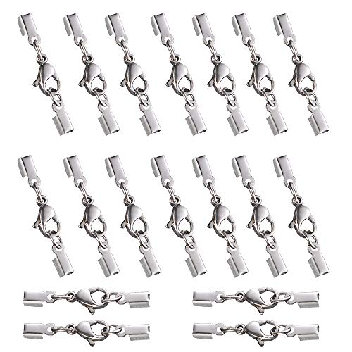 NACTECH 20 Stück Karabinerverschluss Silber Kettenverschluss Schmuckverschluss Edelstahl Schmuck Karabiner Verschlüsse für Ketten Armbänder Halsketten Basteln Cover