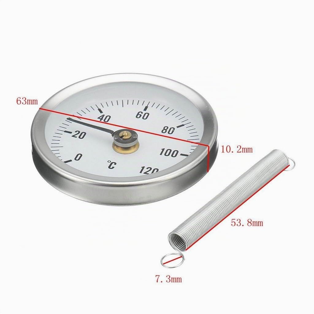 CVC. Chauffage - Thermomètre Bimétal à Bracelet et pour Tuyau d'Eau Chaude, 5 Pièces