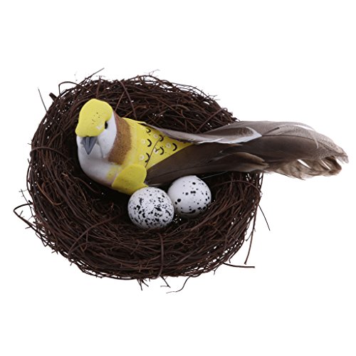 B Blesiya Artificial Foam Bird With Nest Nature Decoration Set