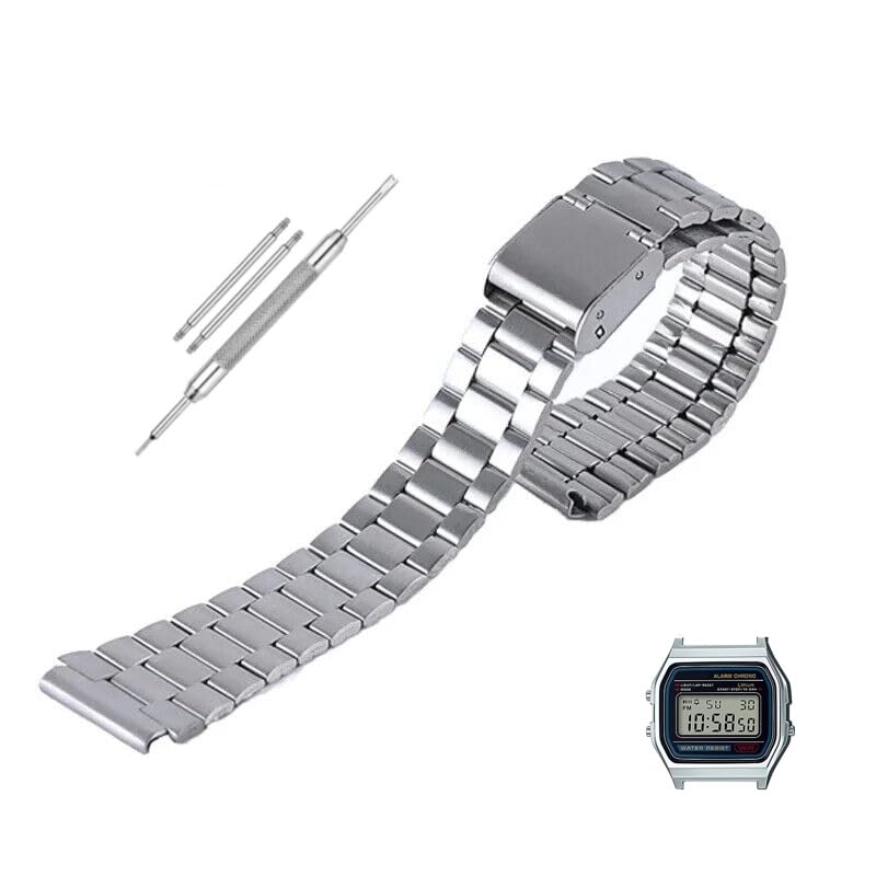 LineOn Double Lock Chain 304 Stainless Steel Chain (Matte) Compatible with Casio A-158WA-1Q A 158 with Tool and Pins (B0CWVJ2S2V) Amazon Price History, Amazon Price Tracker