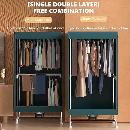 MegLob Binnen Elektrische Kledingdroger, 900 W/1500W Verwarmingslucht, Verwarmingsmachine Voor Het Drogen Van Kleding, Opvouwbare Kledingdroger, Appartementverwarming Voor Wasserette,S 900w - Image 4