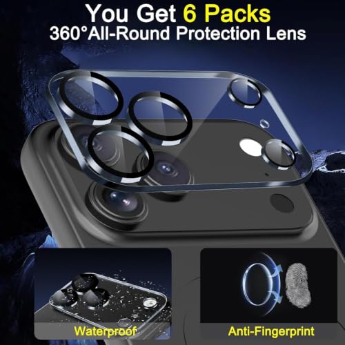 Image of Ferilinso 6Pack Camera Lens Protector for iPhone 17 Pro Max, Tempered Glass | 9H+ Hardness, Military-Grade Shatterproof Camera Cover, Case Friendly, HD, Anti-Scratch, No Flash Glare for Night Shooting