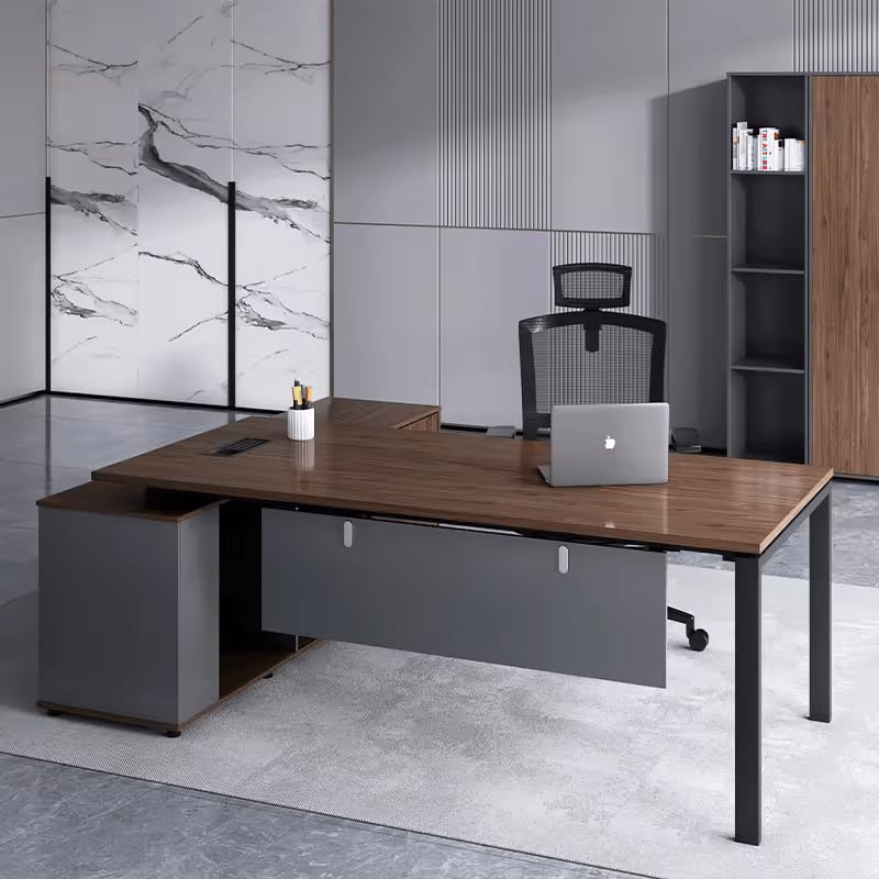 L-Shaped Computer Desk with Side Storage, Laptop Table, Writing Table, Industrial Table, Workstation, Made with Engineered Wood, Multipurpose Table � Brown & Dark Grey (180L x 160W x 75H Cm)