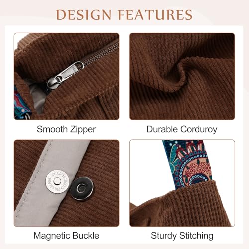 Image of Chase Chic Corduroy Tote Bag for Women, Large Messenger Bag Crossbody Hobo Bag Convertible Shoulder Handbag for Work