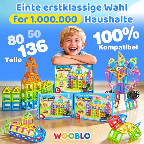 WOOBLO Magnetische Bausteine, 𝟖𝟎 𝐓𝐞𝐢𝐥𝐞 Magnetbausteine Zerlegbar – Ansicht 7