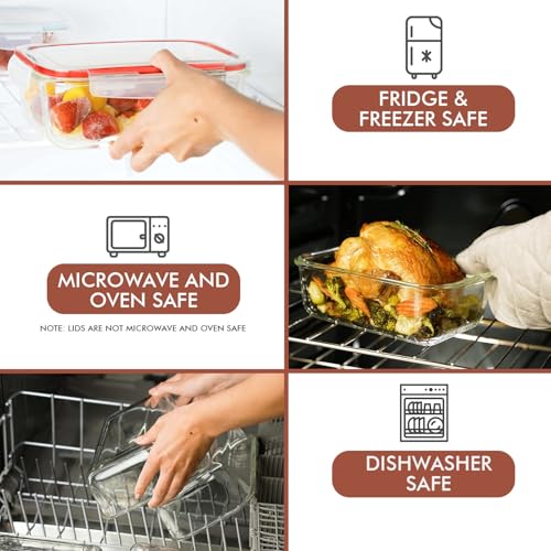 Image of Razab 35 Pc Set Glass Food Storage Containers with Lids - Meal Prep Airtight Bento Boxes BPA-Free 100% Leak Proof (15 lids,15 glass & 5 Plastic Sauce /Dip Containers)