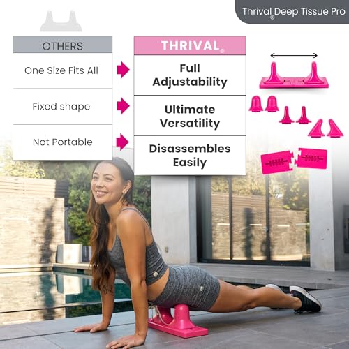 Image of Thrival Deep Tissue Pro - Fully Adjustable Psoas, Back and Hip Flexor Muscle Release Tool with Thrival App for Targeted Routines, Deep Tissue, Trigger Point Massage (Pink) - Made in USA