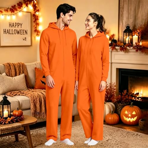 Adult Onesie Pajamas Halloween Zip Up Hooded Couple Pajama Costumes - image 2