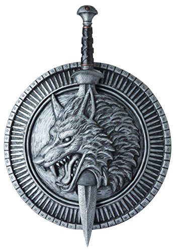 Bouclier et épée Wolf Master avec blason sculpté de guerrier