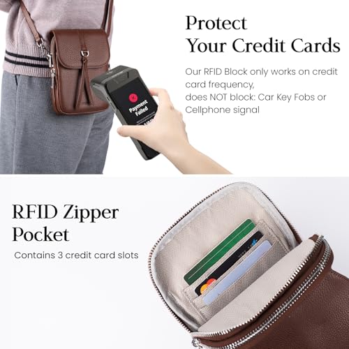 Image of befen Genuine Leather Small Crossbody Bags for Women Cell Phone Purse
