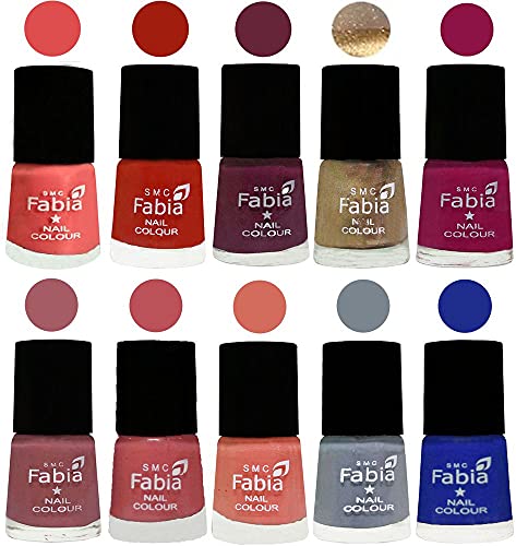 Image of ALL IN ONE (PACK OF 10), Long Lasting Glossy Nail Polish, 6 ml Each, All Vibrant Colours,01836