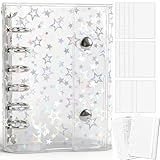 OKAWASI シール帳 透明 A7 シール バインダー 女の子 はがせる 詰め替え可能 バインダー クリアポケット2枚 透明ルーズリーフ20枚