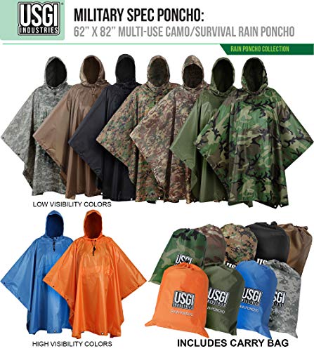 USGI Industries Military Style Poncho Multi Use Rip Stop Camouflage Regen Poncho, MARPAT, Einheitsgröße