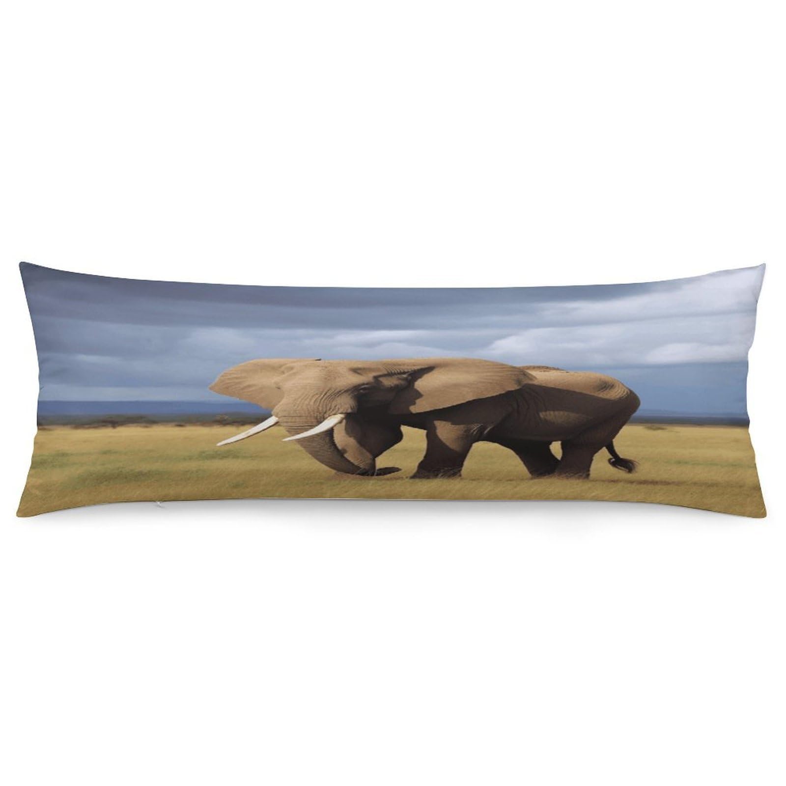 Africa Grassland Elephant Body Pillow Cover Long Body Pillow Pillowcase with Hidden Zipper Ultra Soft Polyester Pillow Cases Breathable & Silky Long Pillows Case Cover 19x53 in