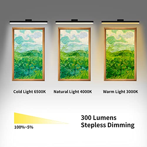 Hordcin 22" Wireless Picture Lights, Dimmable/Timer Off Dartboard Light, Rechargeable Led Wall Light With Remote Control, 3 Lighting Modes Art Light For Dartboard Artwork Frame Portraits Black-2 Pcs) #TOP2