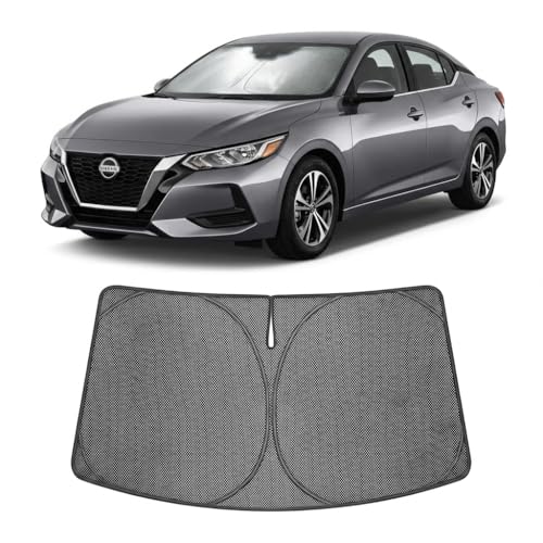 Image of Proadsy Windshield Sun Shade Custom Fit Nissan Sentra 2020-2026 Ice Crystal Black Front Window Sunshade UV and Heat Blocker Foldable Visor Keeps Car Cooler for Summer Parking and Daily Use