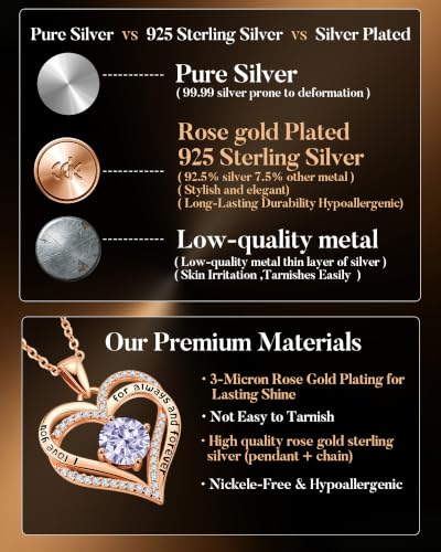 Image of CDE S925 Birthstone Heart Pendant Necklaces Jewelry Gifts for Wife