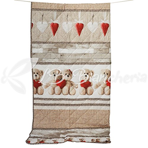 R.P. Trapunta Invernale Piumone Orsetti Teddy Love - Made in Italy - Cotone a Trama fitta - 1 Piazza. Letto Singolo