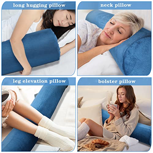Wesiti 2 Pcs Long Bolster Round Body Pillow With Removable Washable Cover Memory Foam Roll Pillow Cylinder Bolsters For Back, Neck, Leg, Cervical Relief For Hugging Sleeping, 47 X 7.48 In (Navy Blue) #TOP3