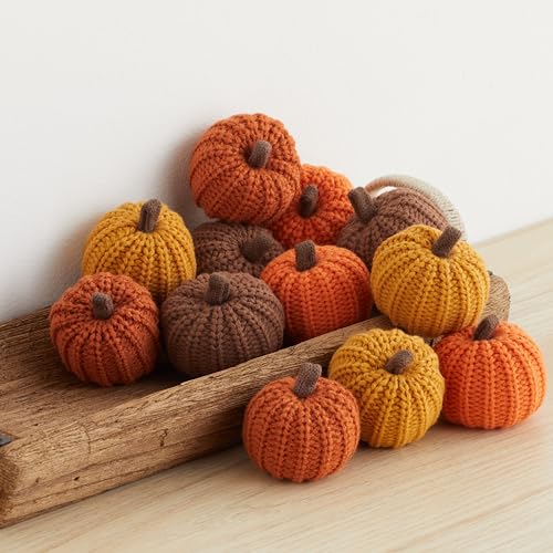 Mini Knit Pumpkins Bowl Fillers, Set of 12
