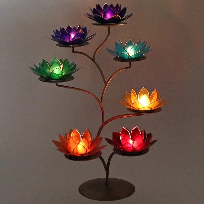 Display für 7 Chakra Lotus-Kerzenhalter Metal - 57x35 cm