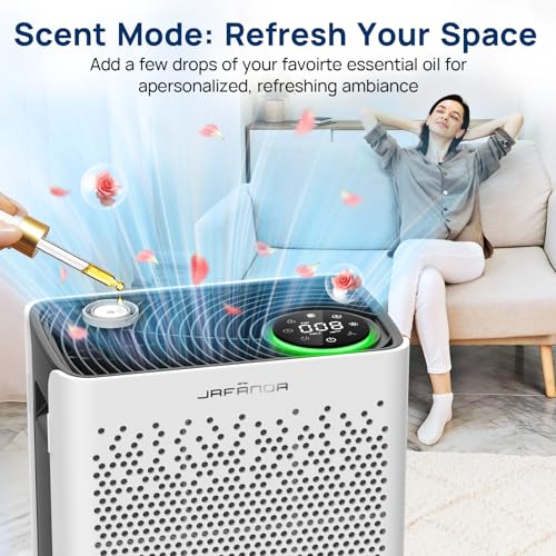 Image of Jafanda JF280 Air Purifiers for Home, Room up to 1015Ft, HEPA Air Purifier for Bedroom with Washable Pre-Filters & AHAM Verified, 20 dB Air Cleaner for Pets Dander, Allergies, Dust, Smoke, Pollen