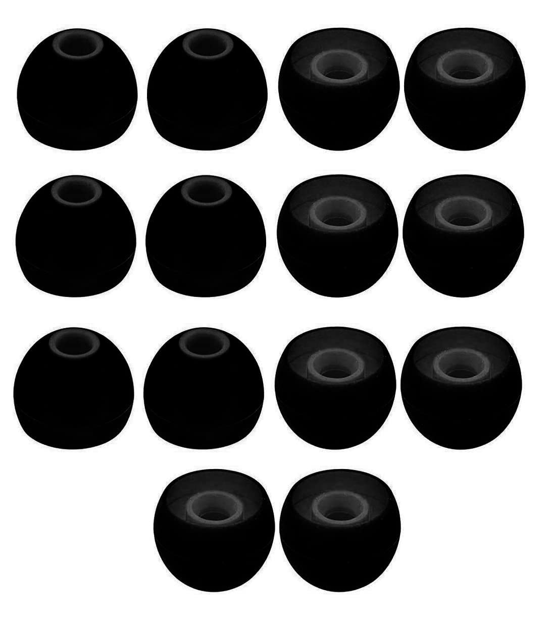 Frankz Premium Silicone Rubber Earbuds Tips 14, Eartips, Earplugs for One Plus Bullet Z2 Earphones -Medium Size (14 Pcs (7 Pair), Black)-image-10
