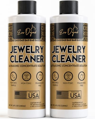 Ultrasonic Jewelry Cleaner Solution (2-Pack) Concentrated Jewelry Cleaner for Diamonds, Gold, Silver & More | Compatible with Ultrasonic Machine (s) - Made in USA - 8oz Per Bottle