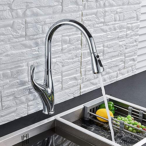 Mitigeur d'évier extractible noir robinet de cuisine eau froide et chaude chrome