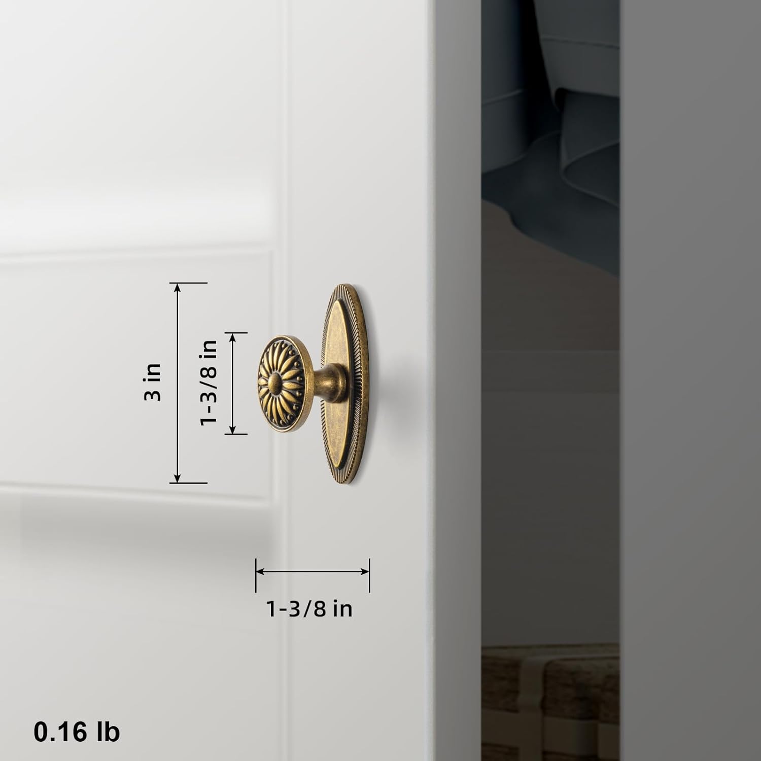 Goo-Ki 6 Pack Vintage Antique Brass Sunburst Cabinet Knobs with Marquise Backplate – Ornate Floral Design with Distressed Finish for Kitchen Drawers, Doors