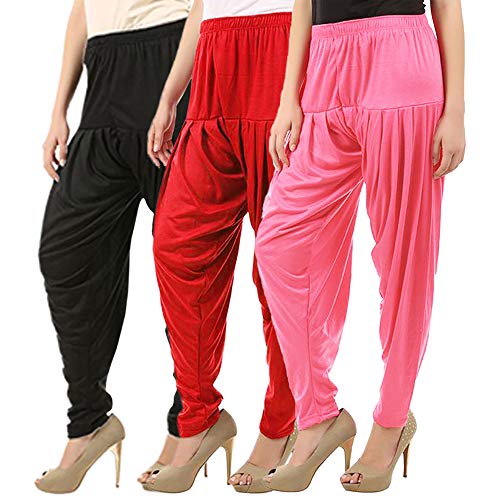 Image of Buy That Trendz Combo Offer (Pack of 3) Cotton Viscose Dhoti Patiyala Salwar Harem Bottoms Pants for Womens (Black