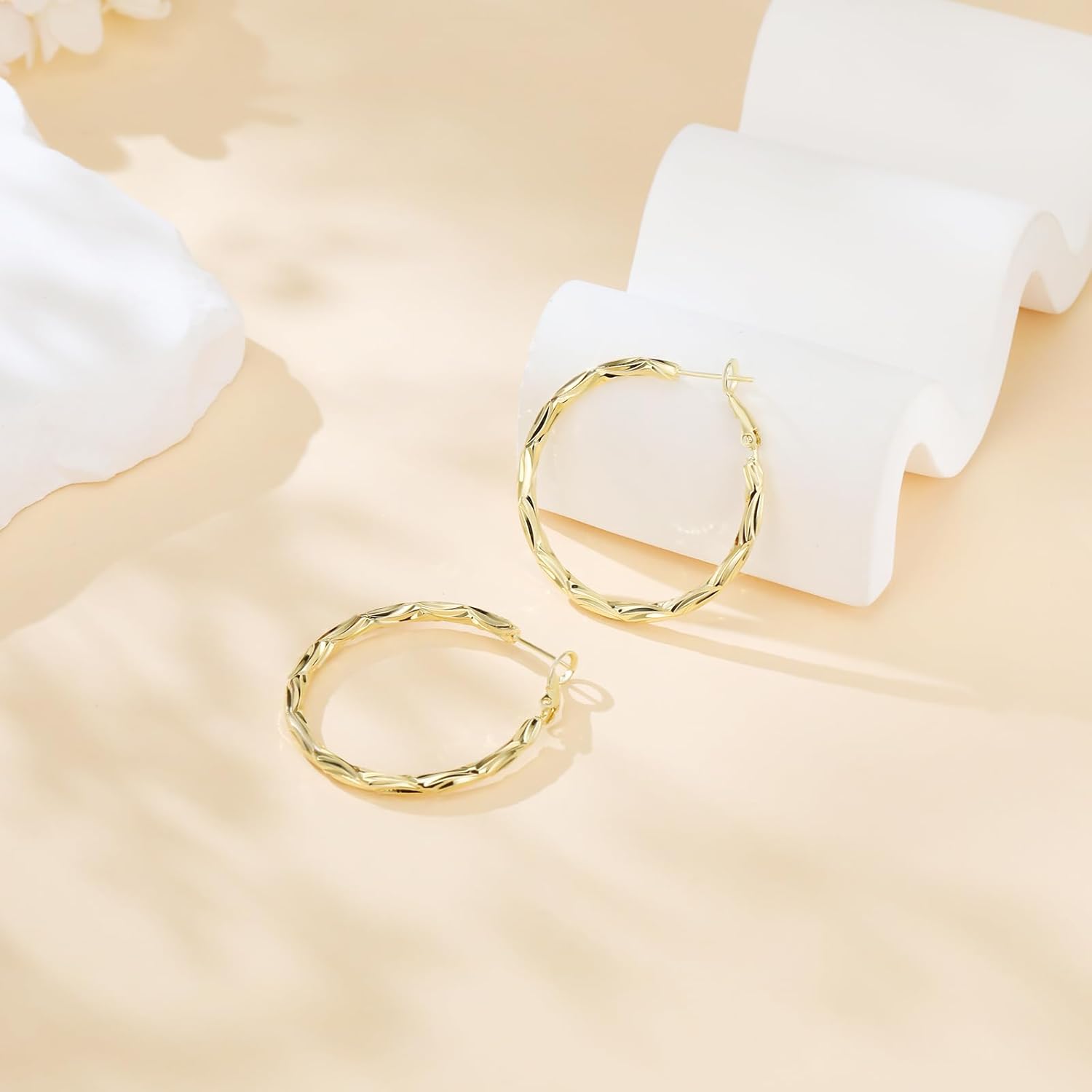 14K Gold Hoop Earrings Statement Chunky Hoop Earrings Gold Hoops Hypoallergenic Trendy Jewelry Valentine's Day Gifts for Women - Image 4