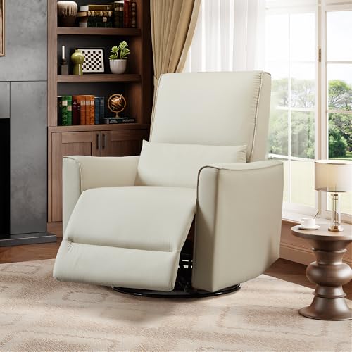 Sillón reclinable beige con tapizado en cuero sintético miniatura 1