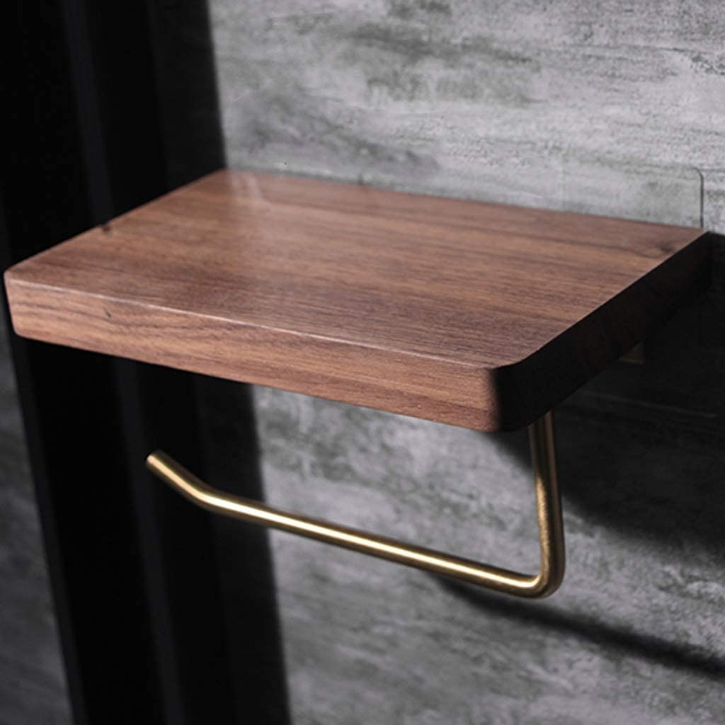 Carta Igienica Portarotolo di Carta Igienica in Ottone Massiccio in Legno Massello da Bagno Durevole per Portasciugamani Parete Porta Bagno(B,20cm)