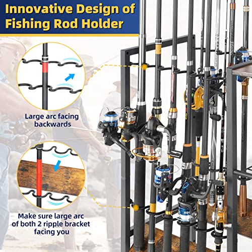 Olakee Fishing Rod Holder for Garage, 12 Fishing Pole Rack & Tackle Organizer, Fishing Gear Storage Cart for Home Entryway & Corner, Space Saving Rod Stand, Heavy Duty Gift for Men Dad Anglers by Olakee - Used condition - Image 5