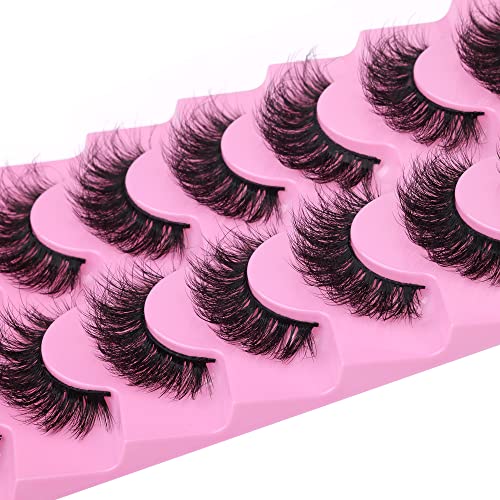 Jimire Mink Lashes Fluffy Wispy Lashes Natural Dramatic Look Thick Volume 5D False Eyelashes 18Mm Crossed Fake Lashe Look Like Eyelash Extenisons 8 Pairs Pack #TOP2