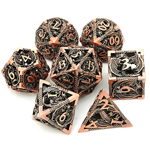 Image of DND Dice Set Metal Dice Dungeons and Dragons Dice Gift Polyhedral Dice Set Role Playing Dice D20 Hollow Polyhedral Dice Set for Dungeons and Dragons RPG MTG Table Games